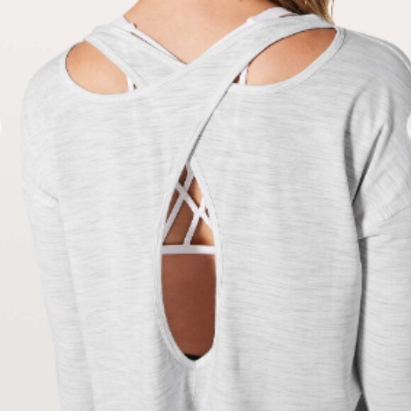 Lululemon Back Into It Long Sleeve in Space Dye / Ice Grey / Alpine White Size 8 - Picture 1 of 7